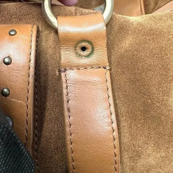 NWT Vintage Donald Pliner camel leather and suede shoulder purse - Picture 10 of 16